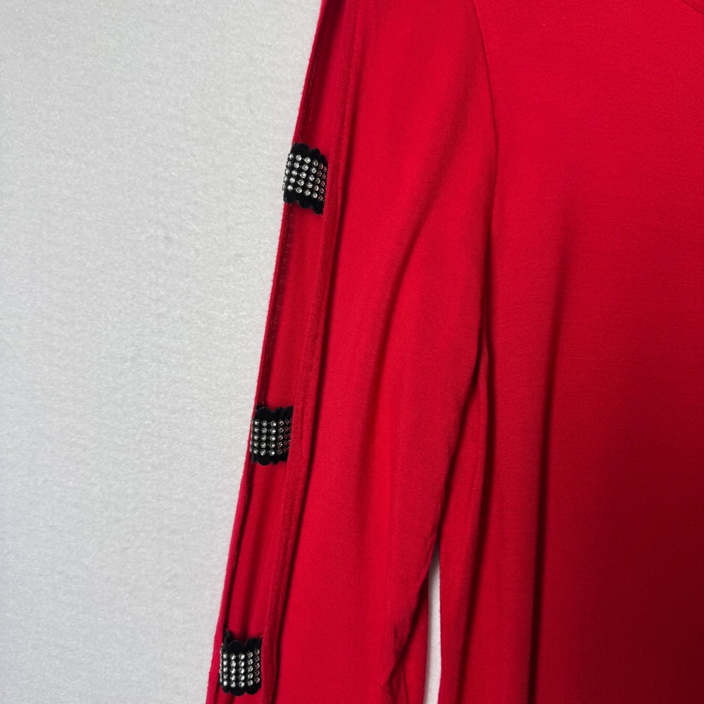 Cable & Gauge Womens Large Red Tunic Top Cutout Sleeve Boho Edgy Festival - Picture 3 of 8